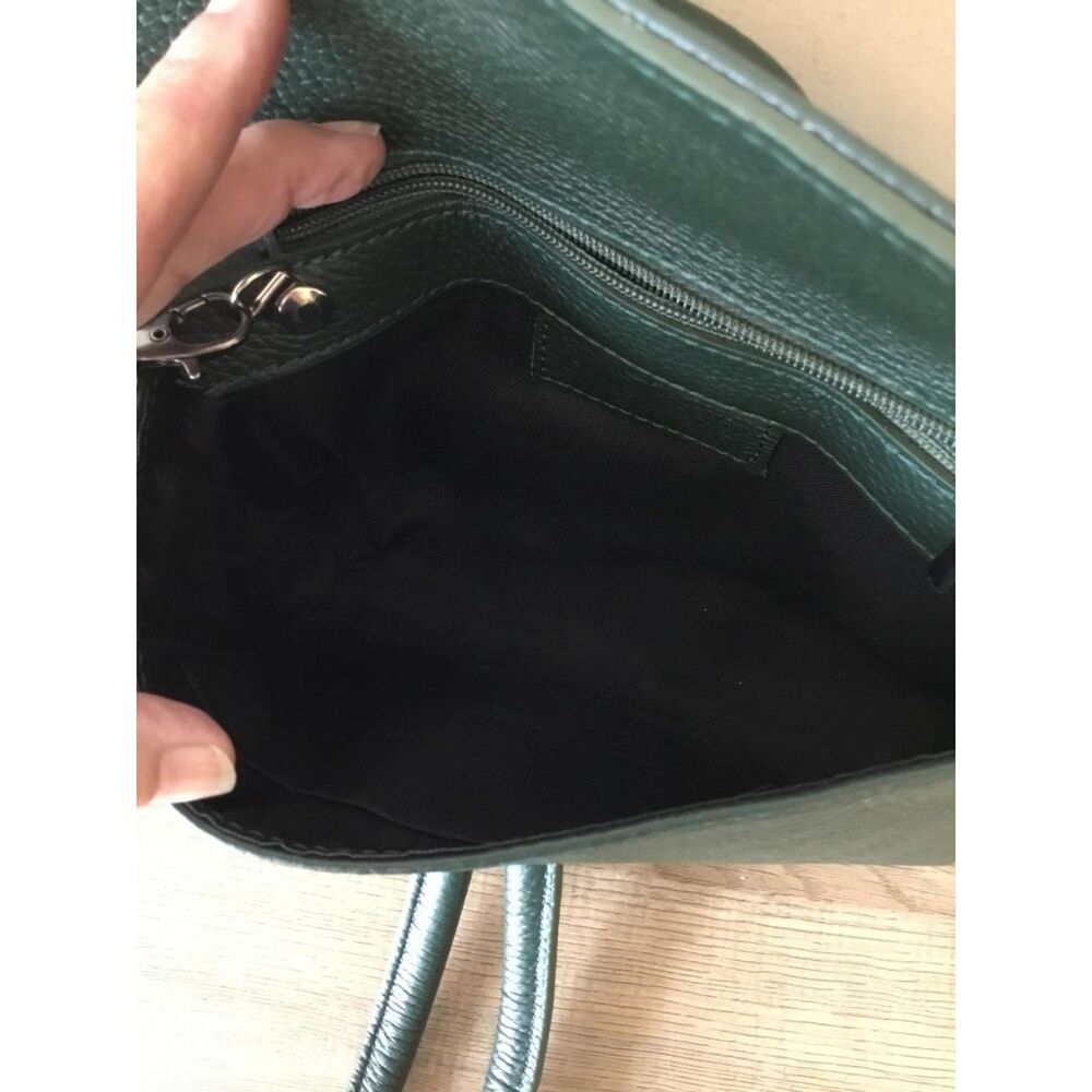 Borse In Pelle Leather Bag Sage Green w/Gunmetal Chain Crossbody Strap - Picture 8 of 9